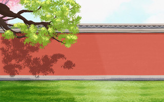中国风红砖瓦墙古代庭院风背景
